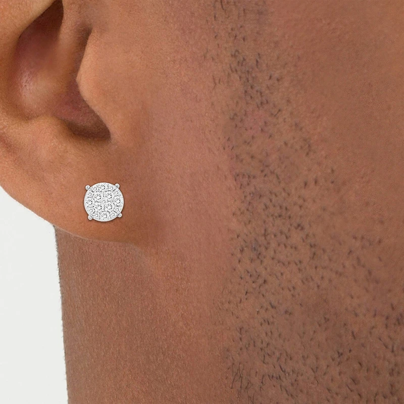 (I / I2-I3) 1/4 CT. Natural White Diamond 10K Gold 6.7mm Round Stud Earrings
