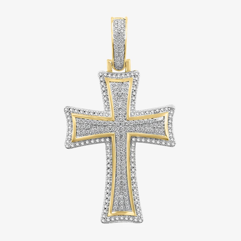 1/4 CT. (J / I3) White Diamond 10K Gold Cross Charm