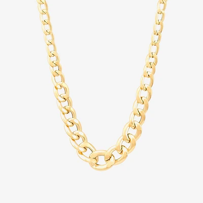 Made in Italy Womens 10K Gold 18 Inch Curb Chain Necklace