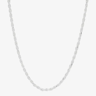 Made in Italy Womens Sterling Silver Inch Rope Chain Necklace