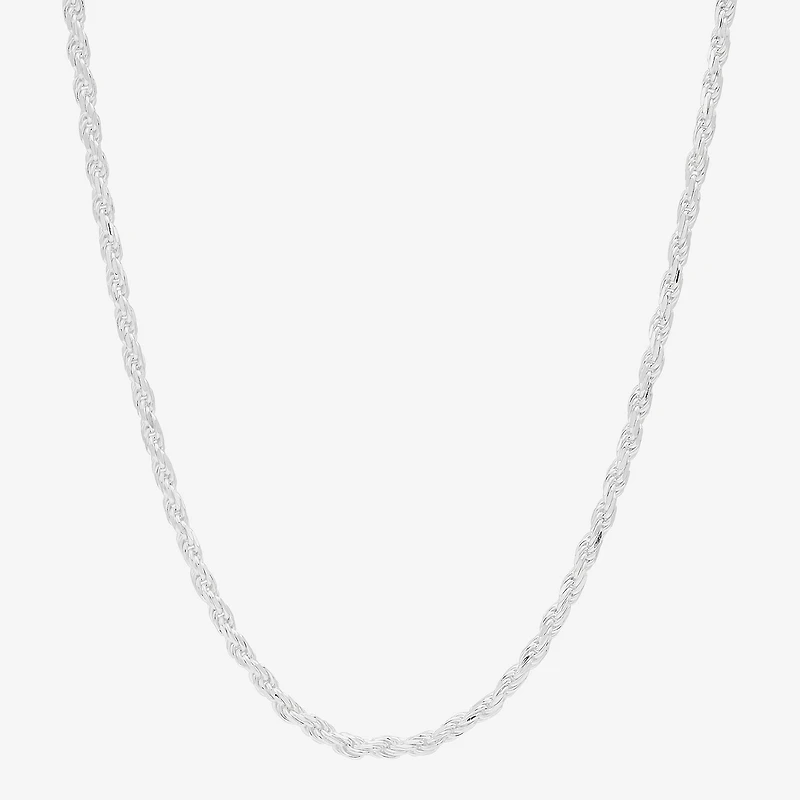 Made in Italy Womens Sterling Silver Inch Rope Chain Necklace