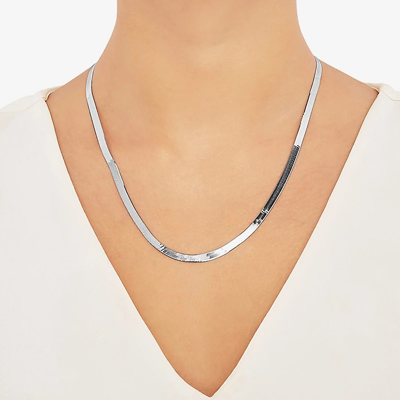 Made in Italy Womens Sterling Silver 20 Inch Herringbone Chain Necklace