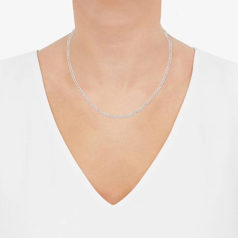 Made in Italy Womens Sterling Silver 18 Inch Figaro Chain Necklace