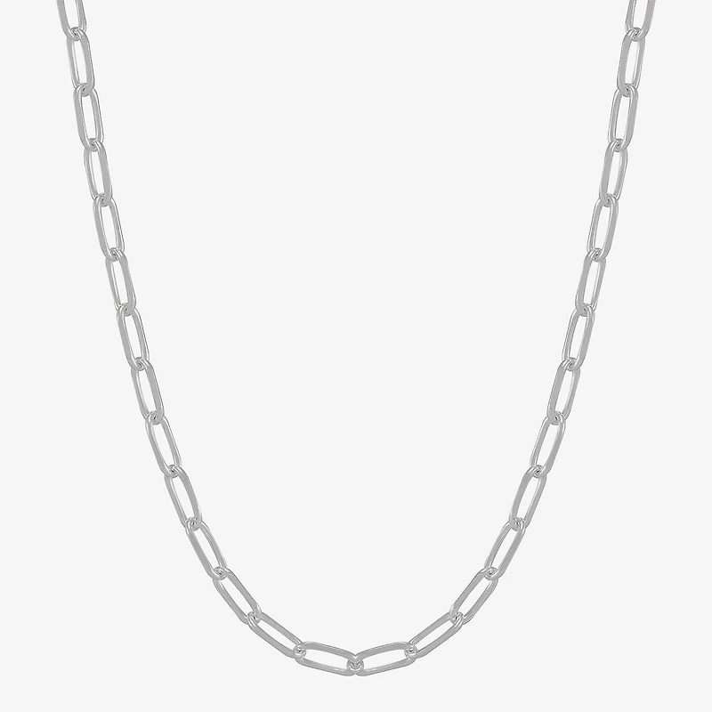 Made in Italy Womens Sterling Silver Inch Paperclip Chain Necklace