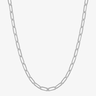 Made in Italy Womens Sterling Silver Inch Paperclip Chain Necklace
