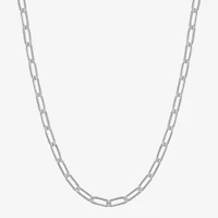 Made in Italy Womens Sterling Silver Inch Paperclip Chain Necklace