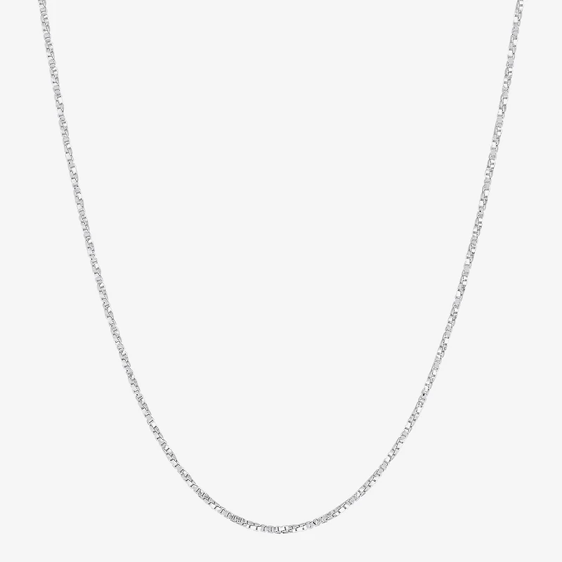 Made in Italy Womens Sterling Silver Inch Box Chain Necklace