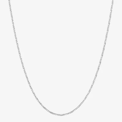 Made In Italy Womens Sterling Silver Inch Box Chain Necklace