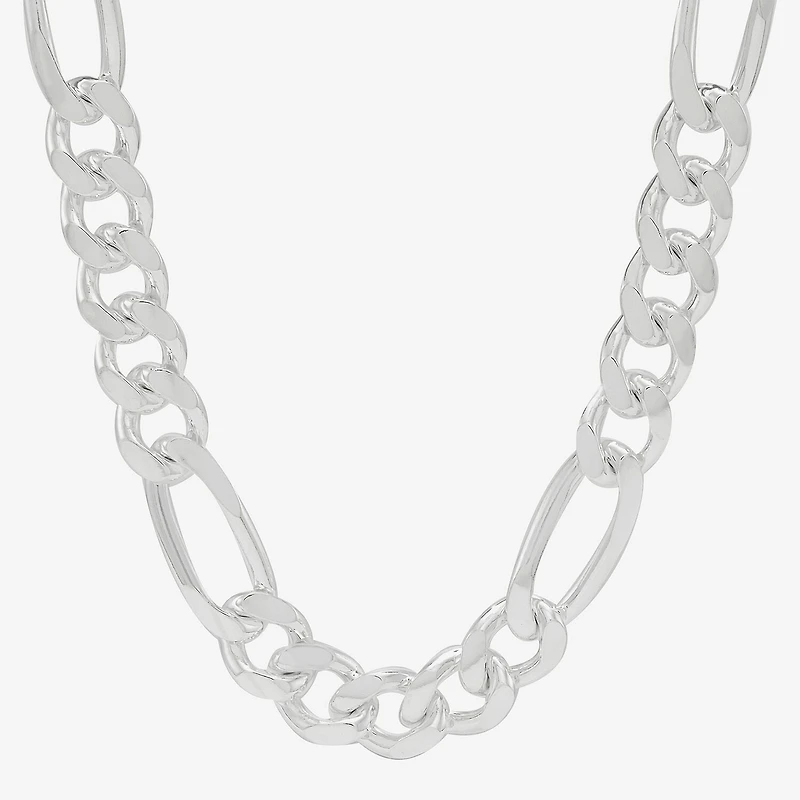 Made in Italy Mens Sterling Silver Inch Figaro Chain Necklace