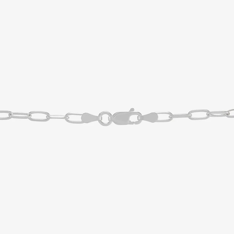 Made in Italy Womens Sterling Silver Inch Paperclip Chain Necklace