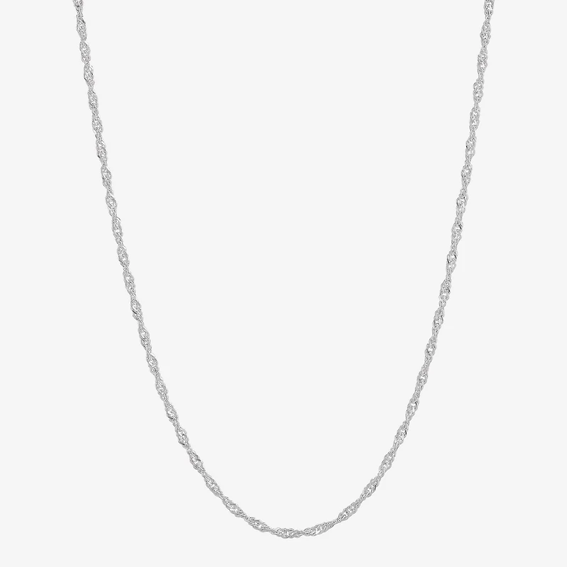 Made in Italy Womens Sterling Silver Inch Singapore Chain Necklace