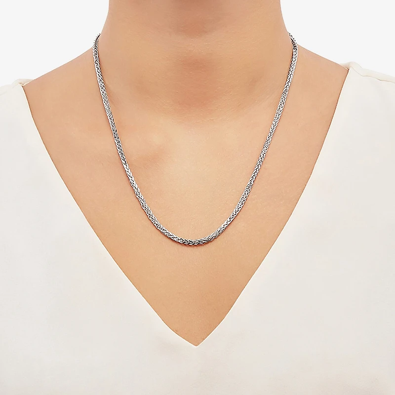 Made in Italy Unisex Adult Sterling Silver Inch Wheat Chain Necklace