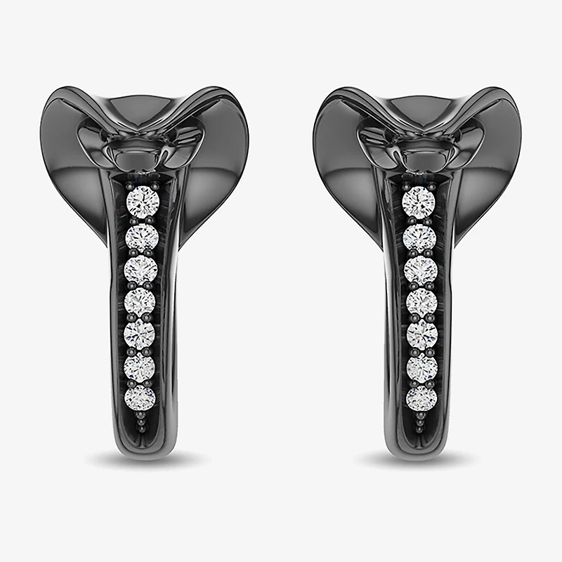 Womens 1/10 CT. T.W. Natural White Diamond Sterling Silver 15mm Aladdin Jafar Hoop Earrings