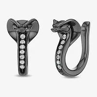 Womens 1/10 CT. T.W. Natural White Diamond Sterling Silver 15mm Aladdin Jafar Hoop Earrings