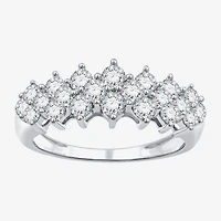 (G / Si1-Si2) Womens 1 CT. T.W. Lab Grown White Diamond Sterling Silver Cluster Band