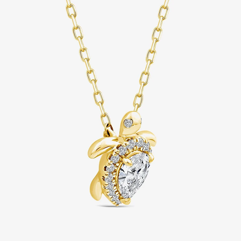 Turtle (F / Si1) Womens 3/8 CT. T.W. Lab Grown White Diamond 14K Gold Over Silver 18 Inch Pendant Necklace