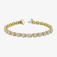 (F / Si2) Womens 6 CT. T.W. Lab Grown White Diamond 14K Gold Over Silver 7.25 Inch Tennis Bracelet