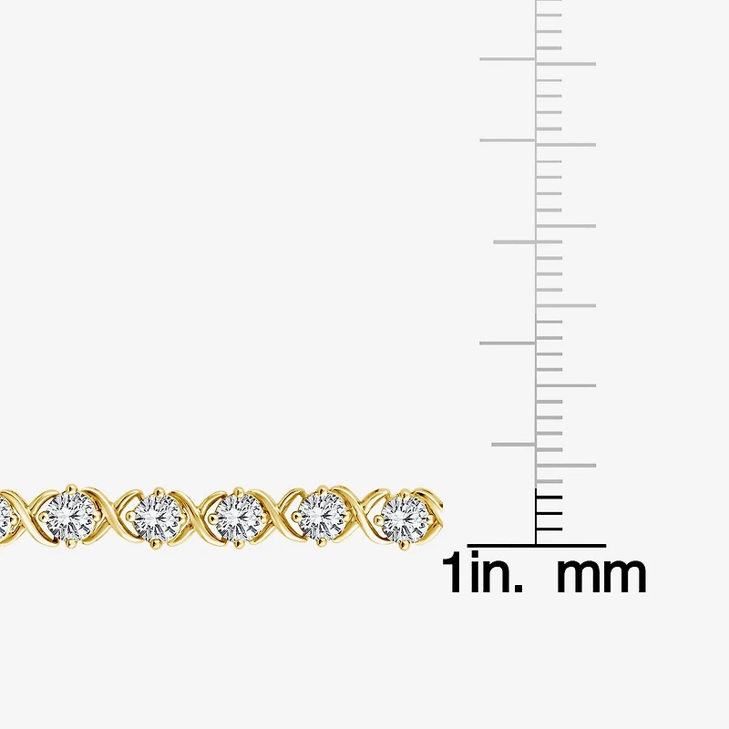 (F / Si2) Womens 6 CT. T.W. Lab Grown White Diamond 14K Gold Over Silver 7.25 Inch Tennis Bracelet