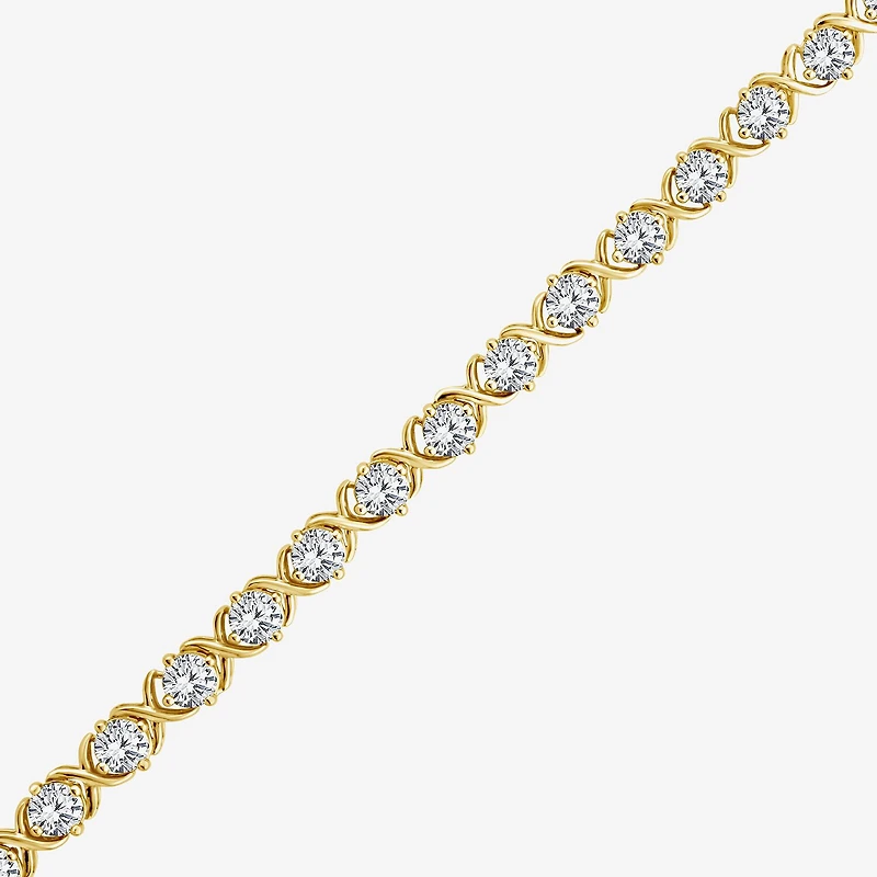 (F / Si2) Womens 6 CT. T.W. Lab Grown White Diamond 14K Gold Over Silver 7.25 Inch Tennis Bracelet