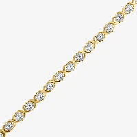 (F / Si2) Womens 6 CT. T.W. Lab Grown White Diamond 14K Gold Over Silver 7.25 Inch Tennis Bracelet