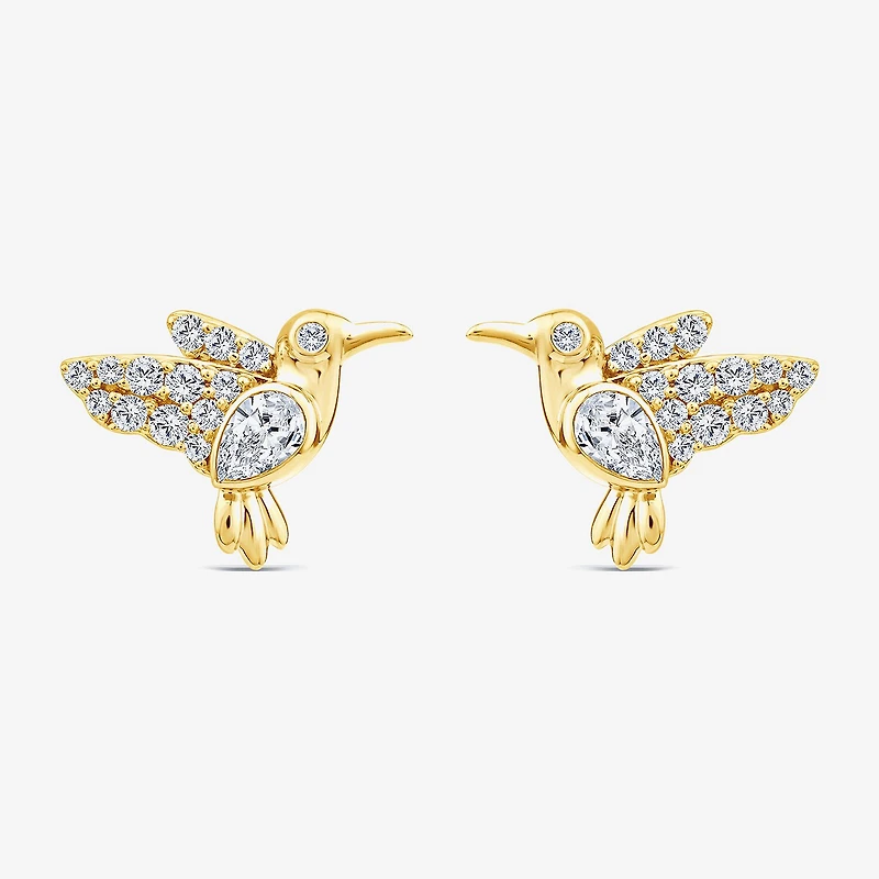 Hummingbird (F / Si1) 3/8 CT. T.W. Lab Grown White Diamond 14K Gold Over Silver 10.5mm Stud Earrings