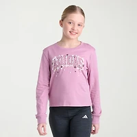 adidas Big Kid Girls Crew Neck Long Sleeve Active T-Shirt