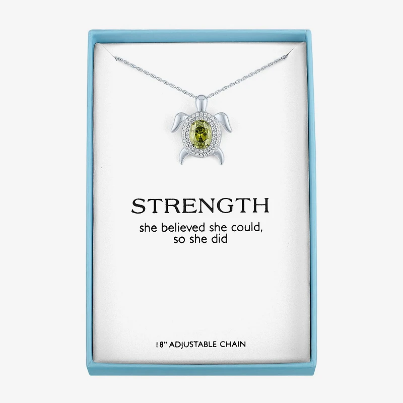 Womens Genuine Green Peridot Pure Silver Over Brass 16 Inch Pendant Necklace