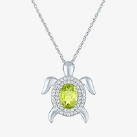 Womens Genuine Green Peridot Pure Silver Over Brass 16 Inch Pendant Necklace