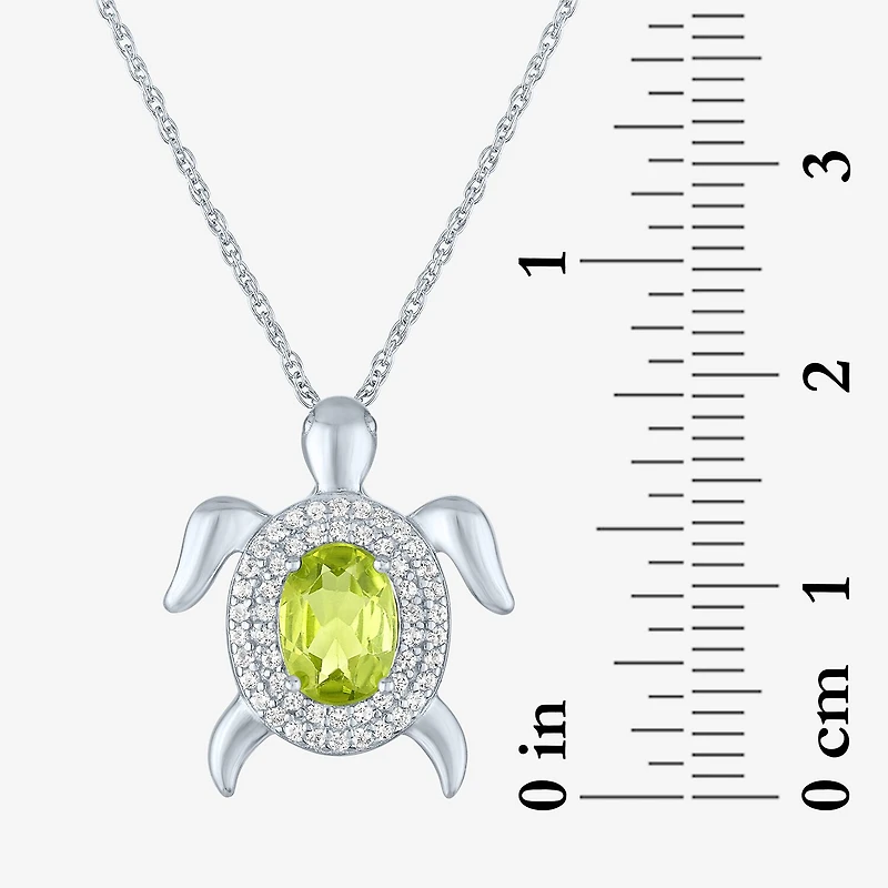 Womens Genuine Green Peridot Pure Silver Over Brass 16 Inch Pendant Necklace