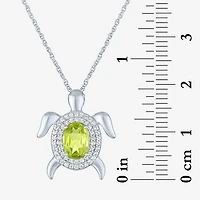 Womens Genuine Green Peridot Pure Silver Over Brass 16 Inch Pendant Necklace