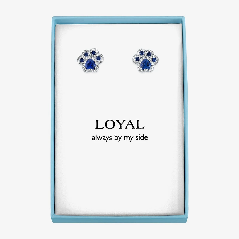 Lab Created Blue Sapphire 4mm Stud Earrings