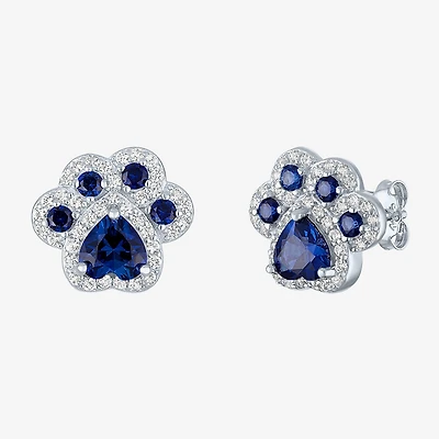 Lab Created Blue Sapphire 4mm Stud Earrings