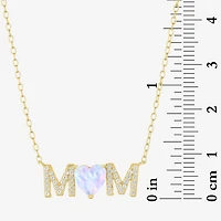 Womens Lab Created White Opal 14K Gold Over Brass Heart 16 Inch Pendant Necklace