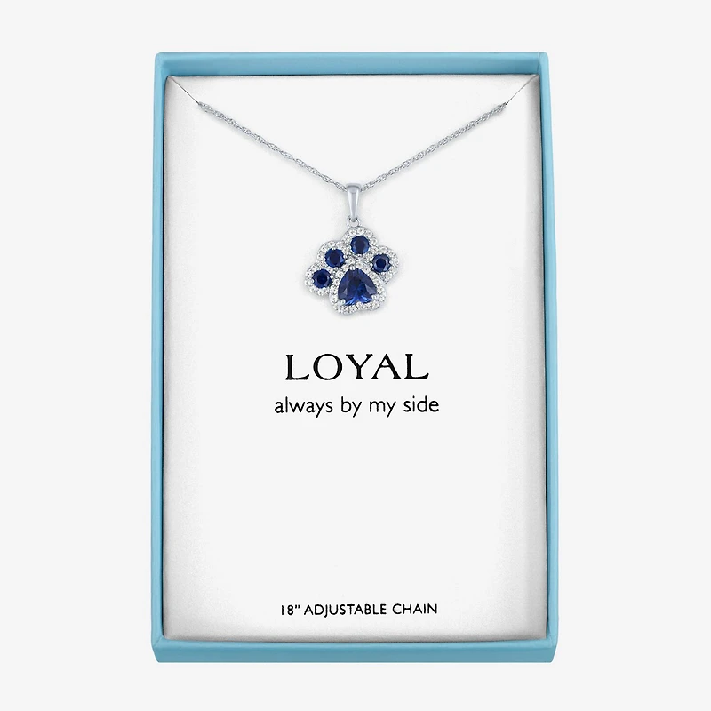 Womens Lab Created Blue Sapphire Pure Silver Over Brass 16 Inch Pendant Necklace