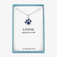 Womens Lab Created Blue Sapphire Pure Silver Over Brass 16 Inch Pendant Necklace