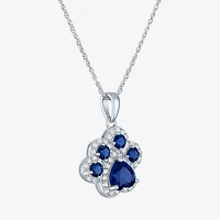Womens Lab Created Blue Sapphire Pure Silver Over Brass 16 Inch Pendant Necklace