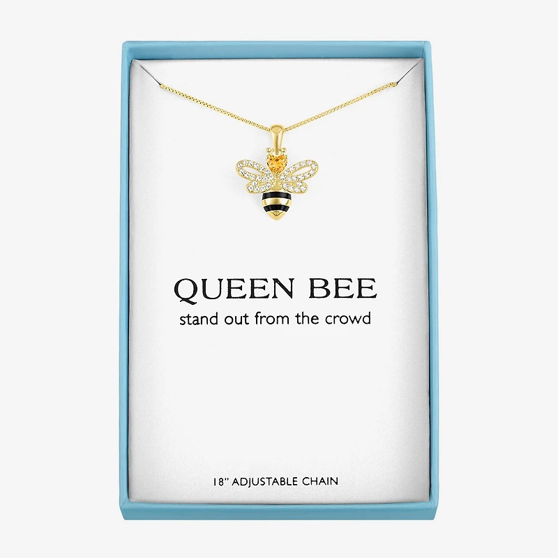 Womens Genuine Yellow Citrine 14K Gold Over Brass 16 Inch Pendant Necklace