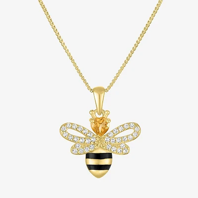 Womens Genuine Yellow Citrine 14K Gold Over Brass 16 Inch Pendant Necklace