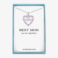 Womens Lab Created Pink Sapphire Pure Silver Over Brass Heart 16 Inch Pendant Necklace