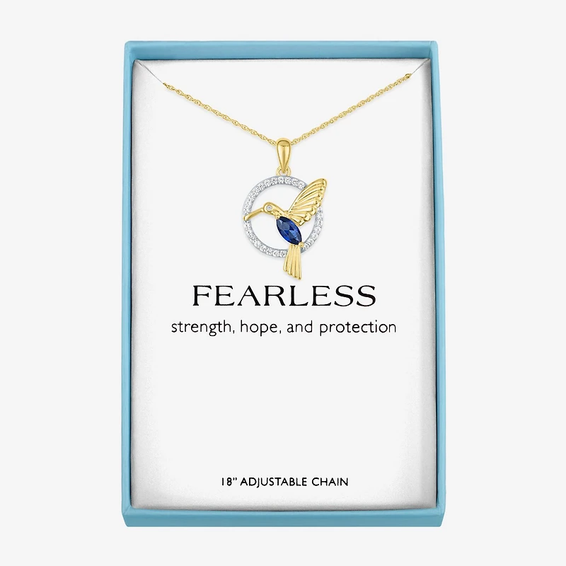 Womens Lab Created Blue Sapphire 14K Gold Over Brass 16 Inch Pendant Necklace