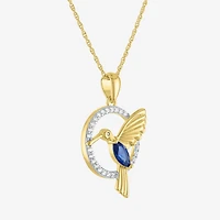 Womens Lab Created Blue Sapphire 14K Gold Over Brass 16 Inch Pendant Necklace