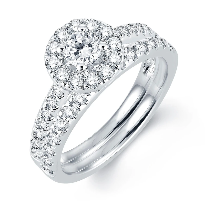 Modern Bride® Signature 1 CT T.W. Natural Diamond Halo14K White Gold Engagement Ring