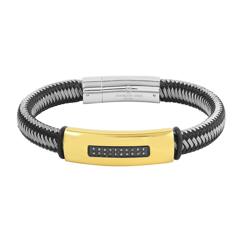 Mens Stainless Steel 8 1/4 Inch Solid Chain Bracelet