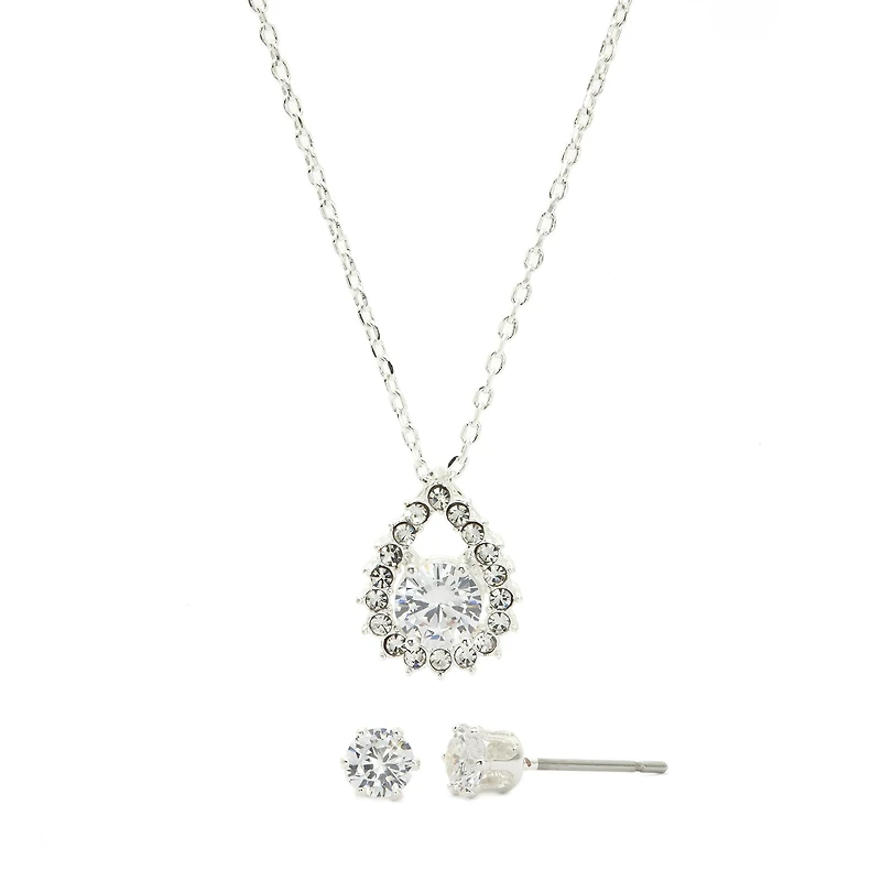 Sparkle Allure Womens 1 7/8 CT. T.W. Pure Silver Over Brass 2-pc. Jewelry Set
