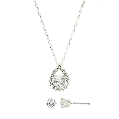 Sparkle Allure Womens 1 7/8 CT. T.W. Pure Silver Over Brass 2-pc. Jewelry Set