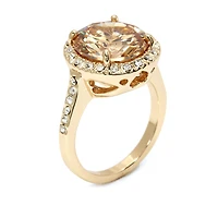 Sparkle Allure Womens White Crystal 14K Gold Over Brass Hypoallergenic Halo Cocktail Ring