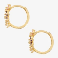 Girls Multi Color Cubic Zirconia 14K Gold Over Silver 12.8mm Flower Hoop Earrings