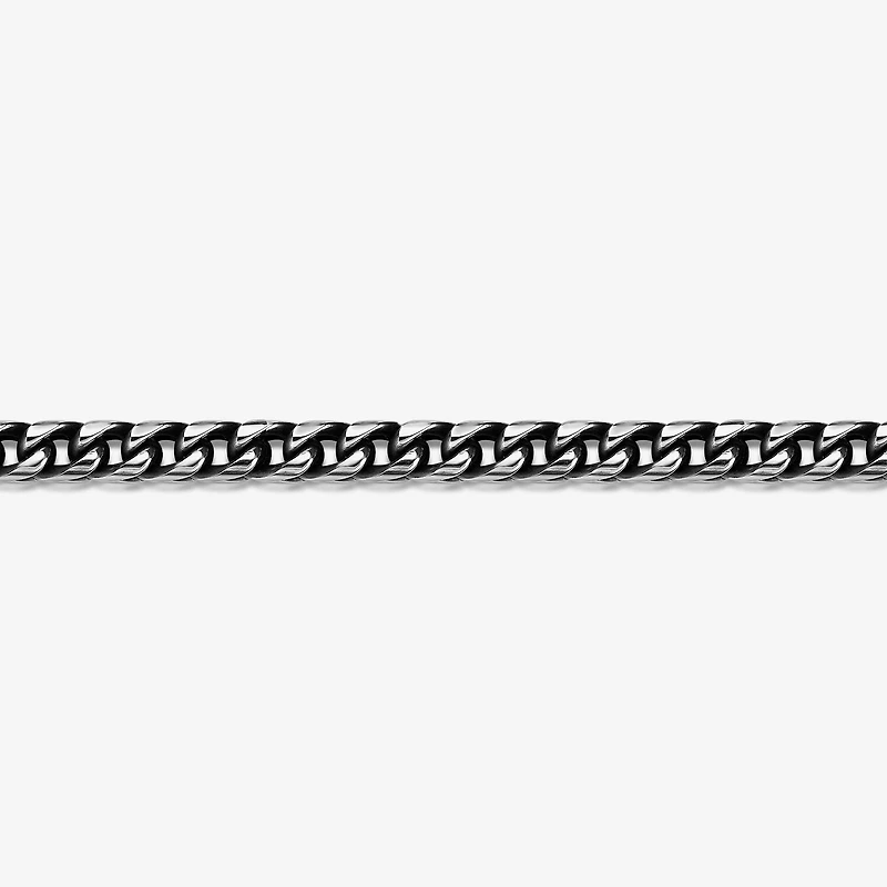 Mens Stainless Steel & Black IP 8mm Foxtail Chain Necklace