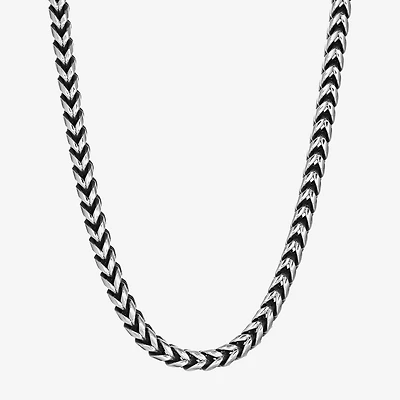 Mens Stainless Steel & Black IP 8mm Foxtail Chain Necklace
