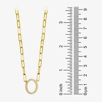 Paris 1901 By Charles Garnier Womens White Cubic Zirconia 18K Gold Over Silver Circle Paperclip 18 Inch Pendant Necklace